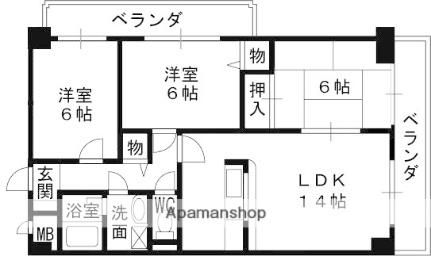 ロイヤルシャトー門戸 208｜兵庫県西宮市門戸東町(賃貸マンション3LDK・2階・74.97㎡)の写真 その2