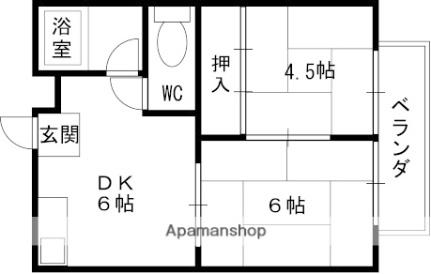 大阪府東大阪市新庄南(賃貸アパート2DK・2階・40.00㎡)の写真 その2