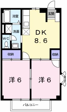 エスポワール御立Ｂ 201｜兵庫県姫路市御立西６丁目(賃貸アパート2DK・2階・44.71㎡)の写真 その2