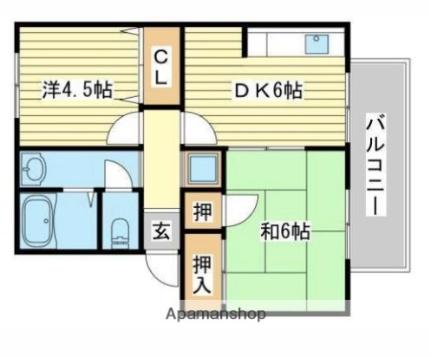 メゾンＡ（エース） 201｜兵庫県姫路市飾磨区中島２丁目(賃貸アパート2DK・2階・41.89㎡)の写真 その2