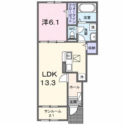 エスパス　リッシュ　田井　Ｂ 102｜兵庫県姫路市網干区田井(賃貸アパート1LDK・1階・50.05㎡)の写真 その2