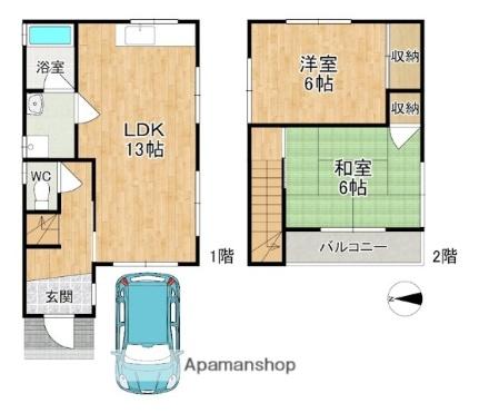 奈良市肘塚町　一戸建  ｜ 奈良県奈良市肘塚町（賃貸一戸建2LDK・1階・58.59㎡） その2