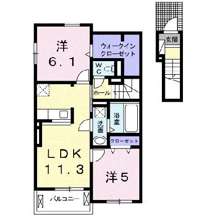 サンハイム　サコ 206｜和歌山県和歌山市西庄(賃貸アパート2LDK・2階・57.54㎡)の写真 その2