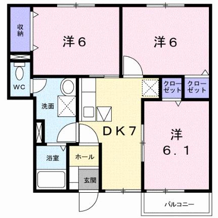 ジョイリバー 102｜和歌山県和歌山市布引(賃貸アパート3DK・1階・56.29㎡)の写真 その2
