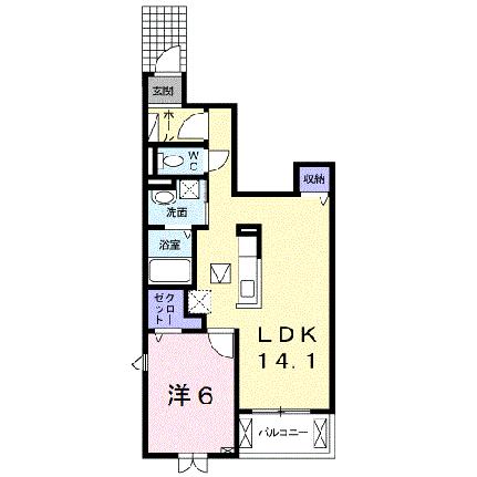 ケーズコート　Ｏ・Ｖ 105｜和歌山県和歌山市西庄(賃貸アパート1LDK・1階・48.50㎡)の写真 その2