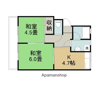 ロイヤルマンション 308｜鳥取県鳥取市吉方(賃貸マンション2K・3階・44.50㎡)の写真 その2