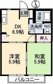 パークボナベンチャーハイツ　Ｂ棟 0201｜鳥取県鳥取市正蓮寺(賃貸アパート2DK・2階・38.50㎡)の写真 その2