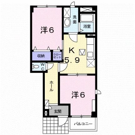 ウェアーハウス　Ｃ 103｜鳥取県鳥取市商栄町(賃貸アパート2DK・1階・45.77㎡)の写真 その2
