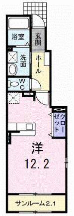 グッド・ラック2 101｜鳥取県鳥取市田島(賃貸アパート1R・1階・36.28㎡)の写真 その2