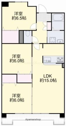 ベンハウス野田 403｜岡山県岡山市北区野田４丁目(賃貸マンション3LDK・4階・72.73㎡)の写真 その2