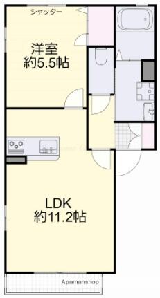 カンタービレＡ 101｜岡山県岡山市南区福田(賃貸アパート1LDK・1階・38.71㎡)の写真 その2