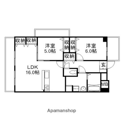 クレール西市 801｜岡山県岡山市南区西市(賃貸マンション2LDK・8階・64.03㎡)の写真 その2