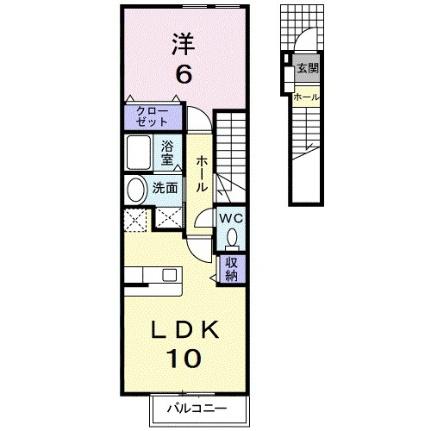 グランデｙ　Ｂ 208｜岡山県岡山市北区平田(賃貸アパート1LDK・2階・42.37㎡)の写真 その2