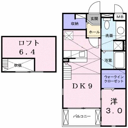 カーサ　スウィート 205｜岡山県岡山市北区東花尻(賃貸アパート1DK・2階・33.34㎡)の写真 その2