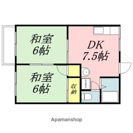 メゾンエレガンス 101｜岡山県岡山市北区田中(賃貸アパート2DK・1階・40.50㎡)の写真 その2