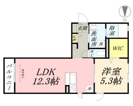 クルールＳＩＸ 201｜岡山県岡山市北区桑田町(賃貸アパート1LDK・2階・44.17㎡)の写真 その2