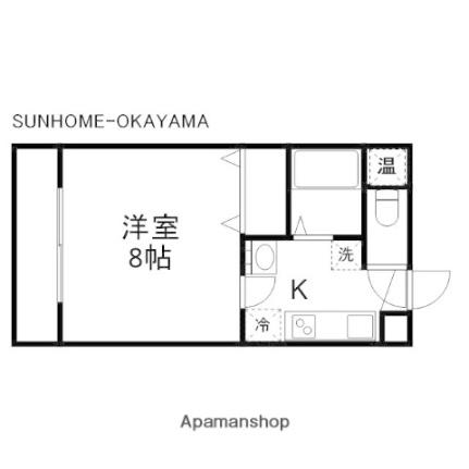 ベルメゾン山田I 103｜岡山県岡山市北区大和町２丁目(賃貸マンション1K・1階・22.87㎡)の写真 その2