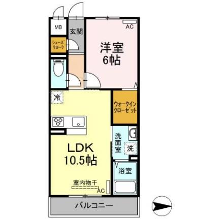 ル・サンティーユ 202｜岡山県岡山市南区西市(賃貸アパート1LDK・2階・40.86㎡)の写真 その2