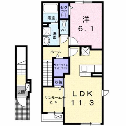 カルポネーロＡ 203 ｜ 岡山県玉野市槌ケ原（賃貸アパート1LDK・2階・50.96㎡） その2