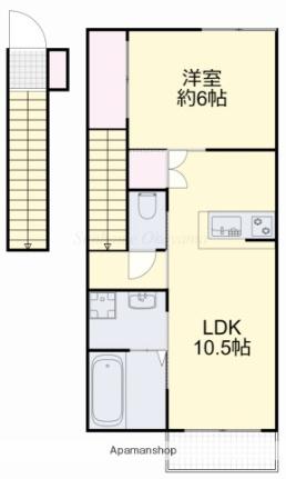 カーサ　リヒトII（Ｃａｓａ　Ｌｉｃｈｔ　II） 204｜岡山県岡山市北区北方３丁目(賃貸アパート1LDK・2階・45.95㎡)の写真 その2