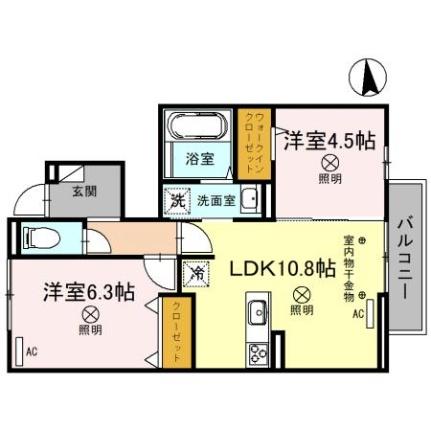 ブランノワール平田 103｜岡山県岡山市北区平田(賃貸テラスハウス2LDK・1階・51.15㎡)の写真 その2