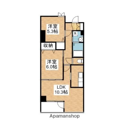 山陽マンション 101｜岡山県岡山市北区奥田２丁目(賃貸マンション2LDK・1階・59.01㎡)の写真 その2