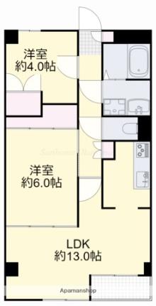 ヴィラ・ノーバ 405｜岡山県岡山市南区西市(賃貸マンション2LDK・4階・55.00㎡)の写真 その2