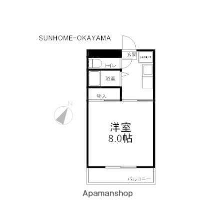 シティマンションユタカ 205｜岡山県岡山市北区表町３丁目(賃貸マンション1K・2階・25.92㎡)の写真 その2