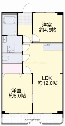 岡山県岡山市北区北長瀬表町３丁目(賃貸マンション2LDK・6階・54.65㎡)の写真 その2