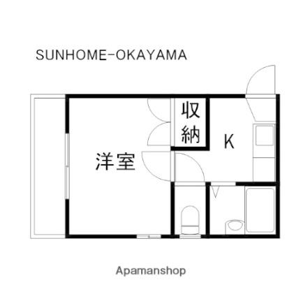 岡山県岡山市北区旭本町(賃貸アパート1K・2階・19.07㎡)の写真 その2