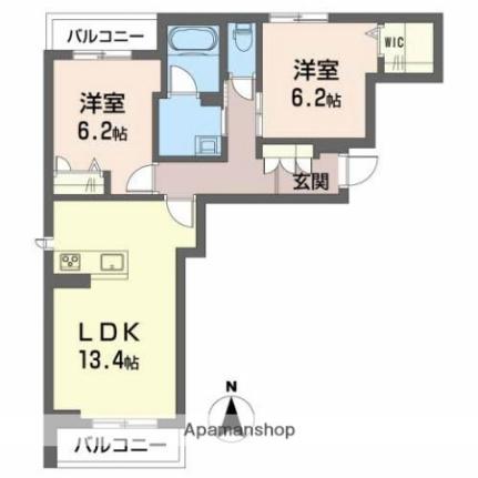 岡山県岡山市中区高屋(賃貸マンション2LDK・2階・62.11㎡)の写真 その2