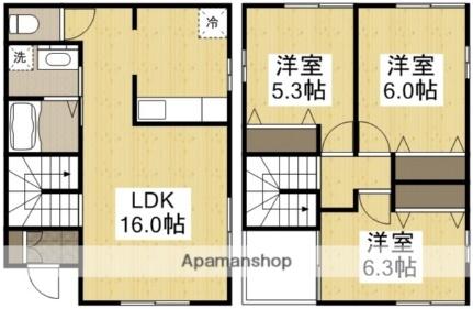 カシーヤ　Ｂ  ｜ 岡山県岡山市北区高柳西町（賃貸一戸建3LDK・1階・77.83㎡） その2