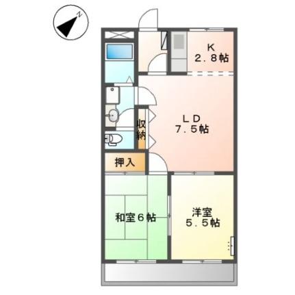 アーマスイズミII 102｜岡山県岡山市東区金岡西町(賃貸アパート2LDK・1階・45.00㎡)の写真 その2