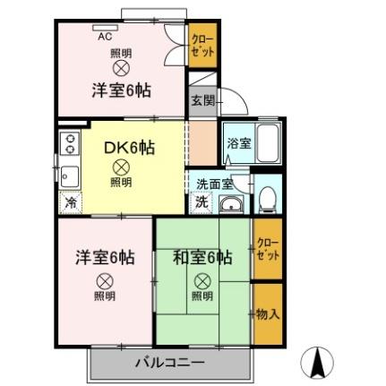 サンハイツ長瀬I 202｜岡山県岡山市北区中仙道２丁目(賃貸アパート3DK・2階・53.46㎡)の写真 その2