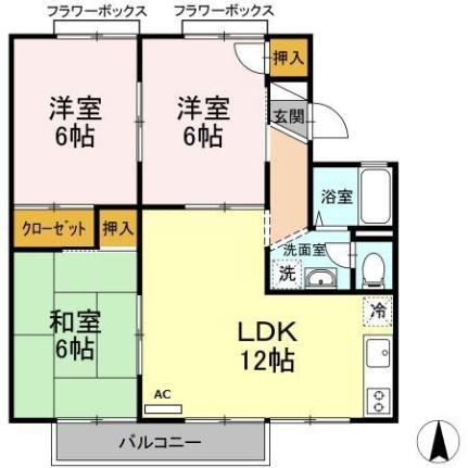 エントピア新保　Ｂ棟 201｜岡山県岡山市南区新保(賃貸アパート3LDK・2階・62.81㎡)の写真 その2