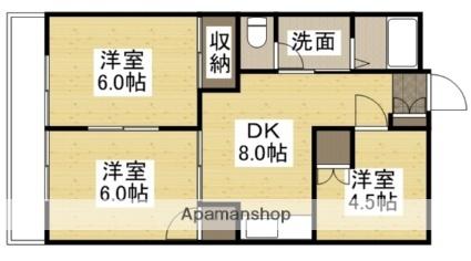 赤田ハイツ 502｜岡山県岡山市中区赤田(賃貸マンション3DK・5階・57.10㎡)の写真 その2