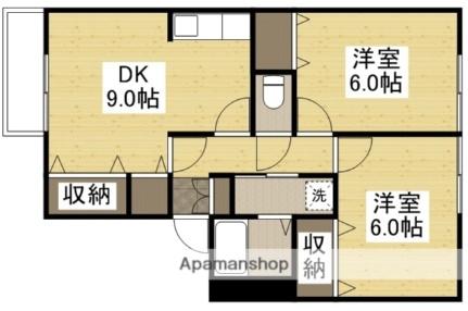 ウェルシー・アイ 101 ｜ 岡山県岡山市北区白石（賃貸アパート2DK・1階・54.24㎡） その2