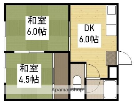 グリーンコーポ 202｜岡山県岡山市北区下伊福本町(賃貸アパート2DK・2階・35.00㎡)の写真 その2