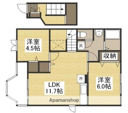 ロベリアハイツ 203｜岡山県岡山市南区妹尾(賃貸アパート2LDK・2階・58.53㎡)の写真 その2