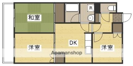 岡山県岡山市北区田中(賃貸マンション3DK・2階・56.00㎡)の写真 その2