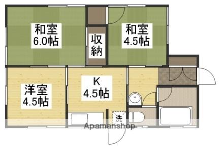 湊借家　2号 2｜岡山県岡山市中区湊(賃貸一戸建3K・1階・42.64㎡)の写真 その2