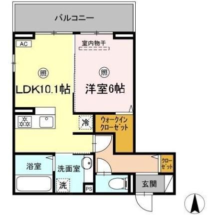 岡山県岡山市北区平田(賃貸アパート1LDK・3階・43.66㎡)の写真 その2