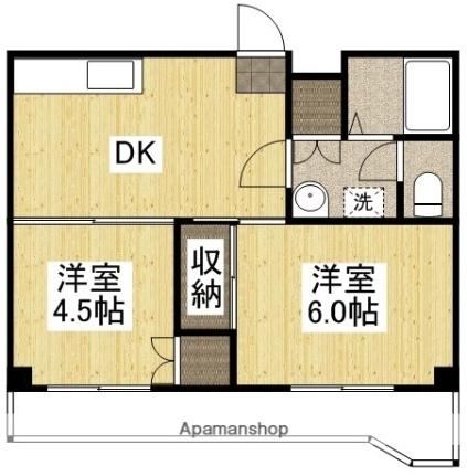 岡山県岡山市北区西古松(賃貸マンション2DK・6階・45.00㎡)の写真 その2