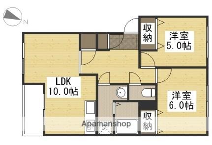 プチメゾン雅　Ｂ棟 203｜岡山県倉敷市西富井(賃貸アパート2LDK・2階・51.24㎡)の写真 その2