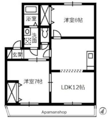 グランディール　Ａ 101｜岡山県倉敷市日ノ出町１丁目(賃貸アパート2LDK・1階・54.66㎡)の写真 その2