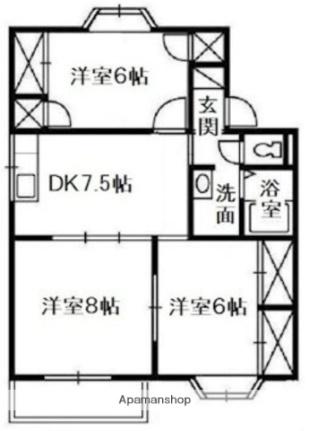 プラトン日和屋　Ｃ 201｜岡山県倉敷市中島(賃貸アパート3DK・2階・61.28㎡)の写真 その2