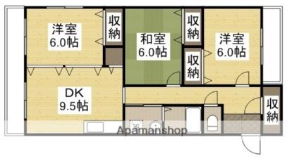 岡山県岡山市北区中仙道１丁目(賃貸マンション3DK・6階・66.88㎡)の写真 その2