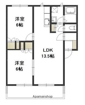 岡山県岡山市北区西崎２丁目(賃貸アパート2LDK・1階・54.65㎡)の写真 その2