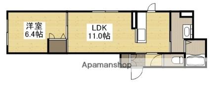 岡山県岡山市北区田中（賃貸アパート1LDK・1階・41.73㎡） その2