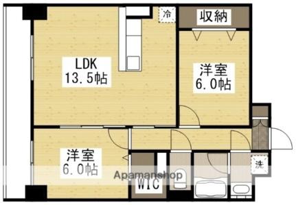 岡山県岡山市北区昭和町（賃貸マンション2LDK・6階・61.20㎡） その2